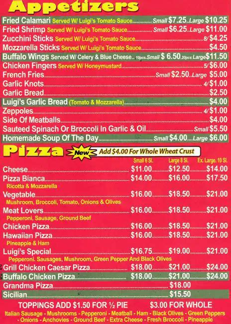 pizzeria luigi|luigi's pizzeria menu.